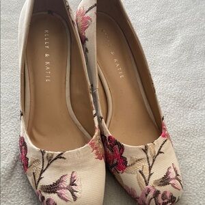 Kelly & Katie Pink and Cream Floral Heels